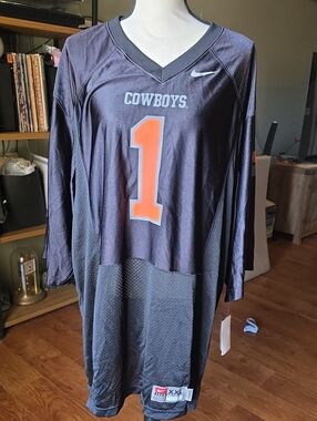 Nike Black & Orange Cowboys #1 Football Jersey